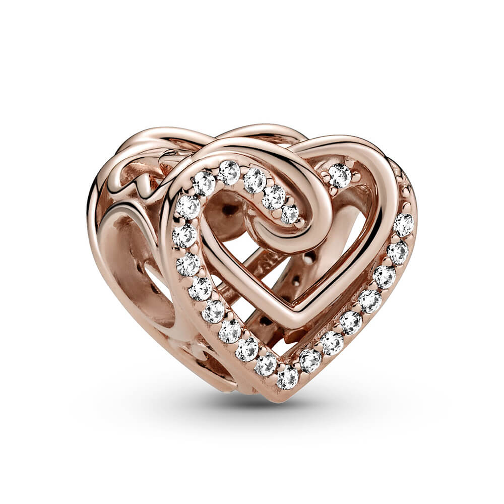 sparkling entwined hearts charm