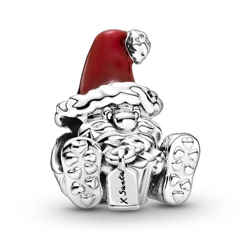 seated santa claus and present charm