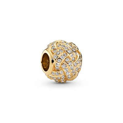 sparkling love knot 14k gold charm