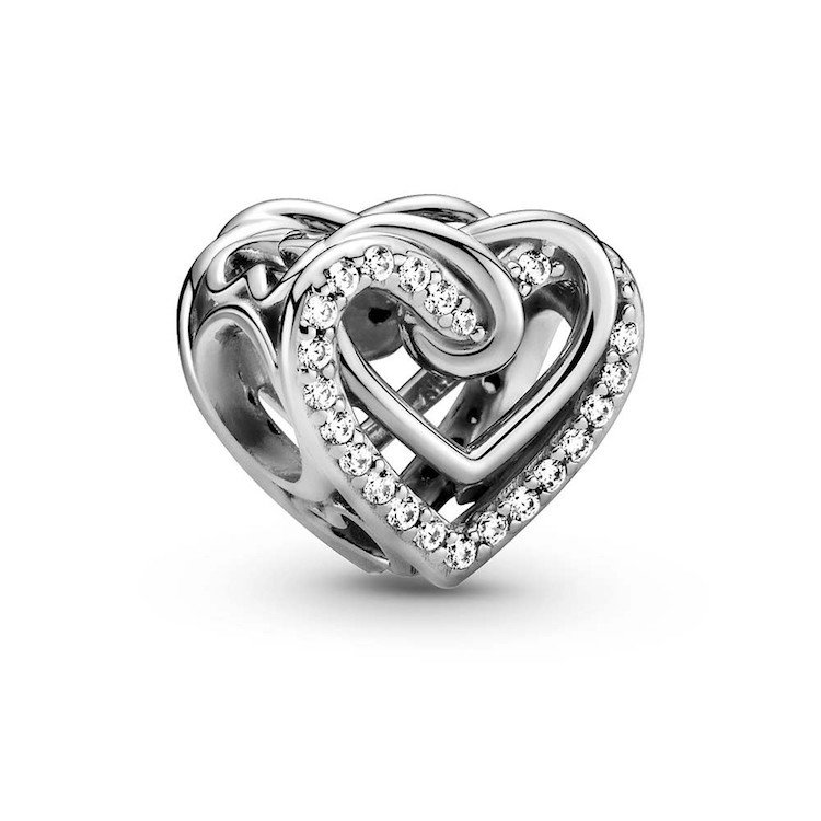 sparkling entwined hearts charm